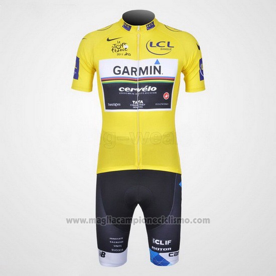 2011 Abbigliamento Ciclismo Garmin Lider Giallo Manica Corta e Salopette